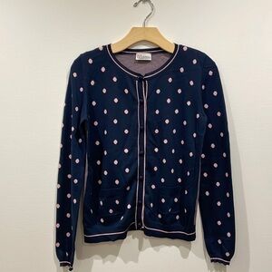 Red Valentino Navy With Pink Dots Cardigan Sweater-GORGEOUS-Preppy—Excl. Cond!!